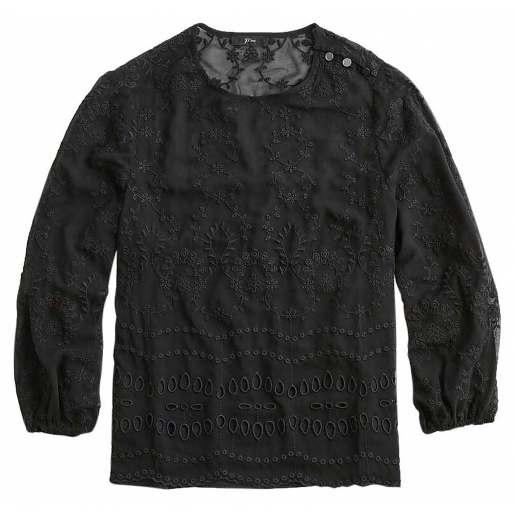 J Crew Mixed Embroidery Drapey Top
